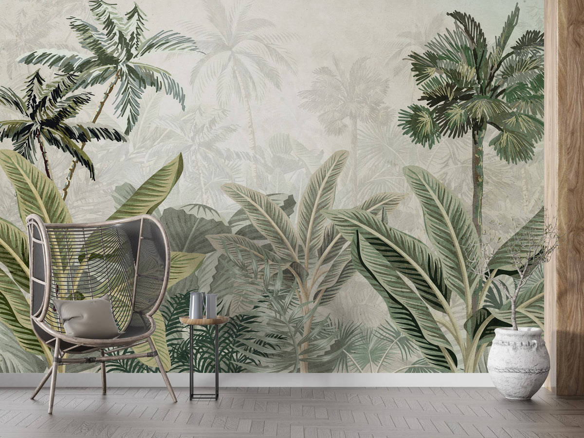 Tropical Green wallpaper for Living Room