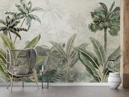 Tropical Green wallpaper for Living Room