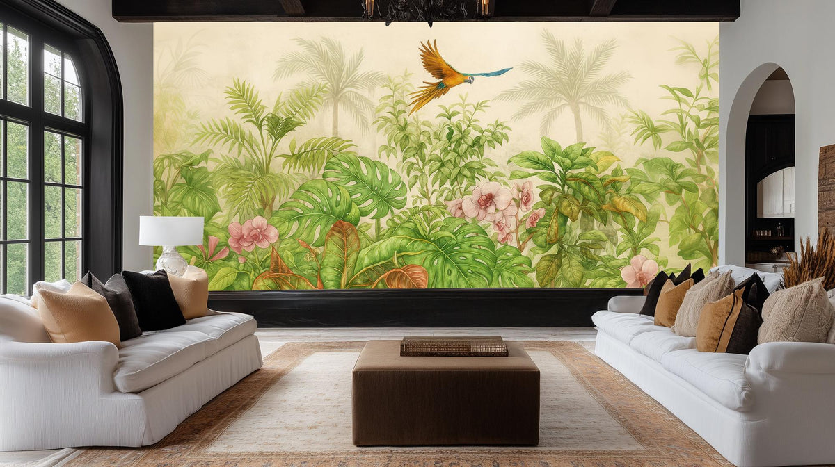 Tropical Green wallpaper for Living Room