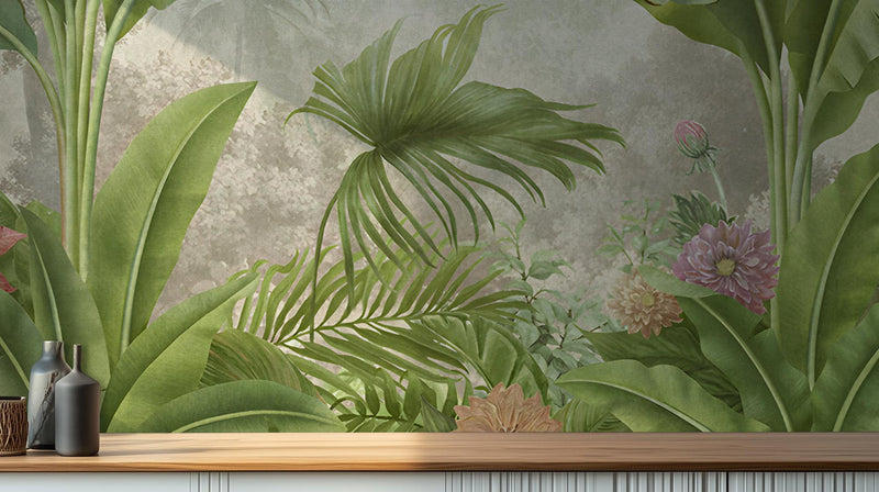 Tropical Green wallpaper for Living Room