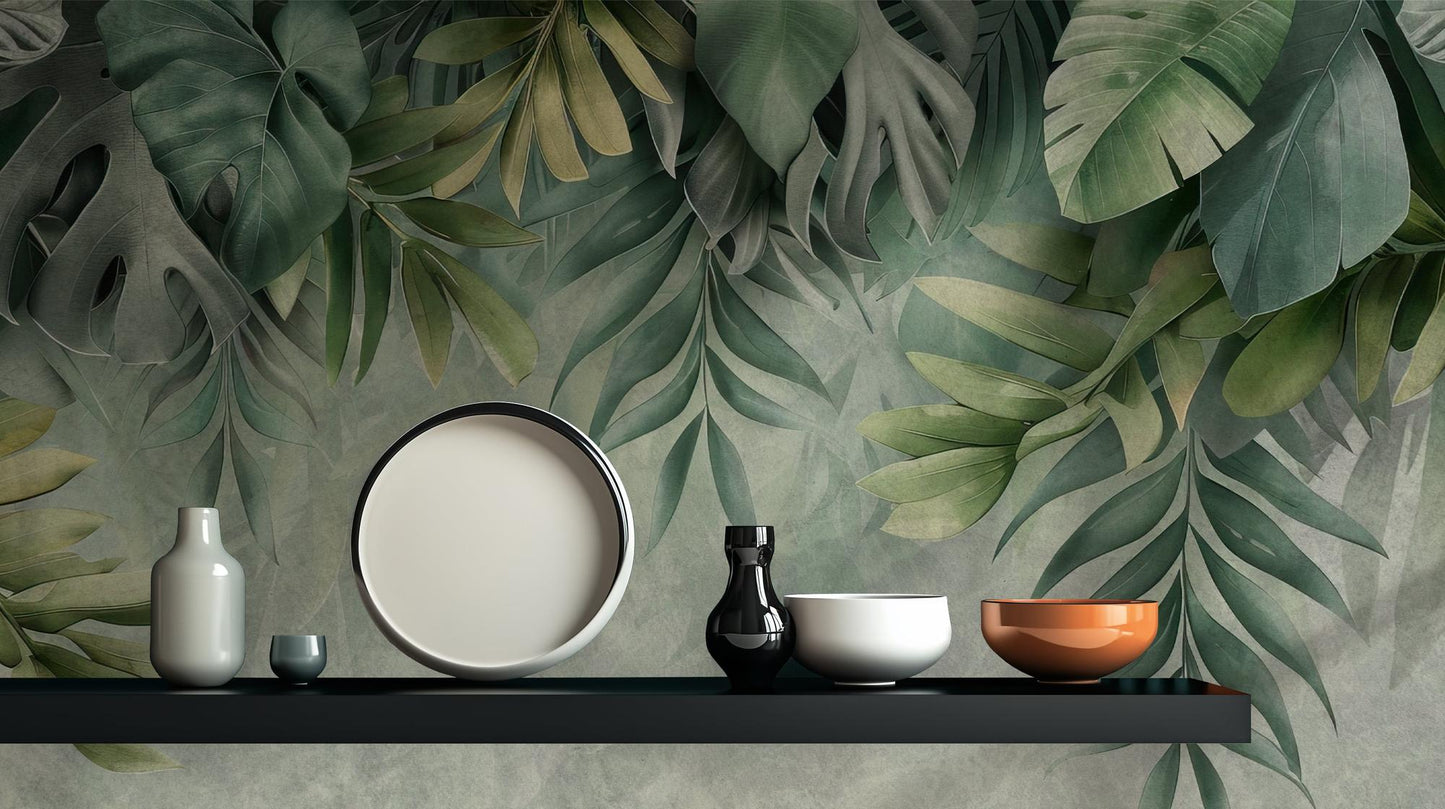 Tropical Green wallpaper for Living Room