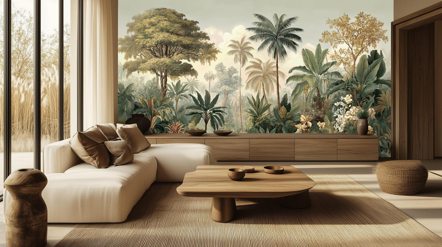 Tropical Green wallpaper for Living Room