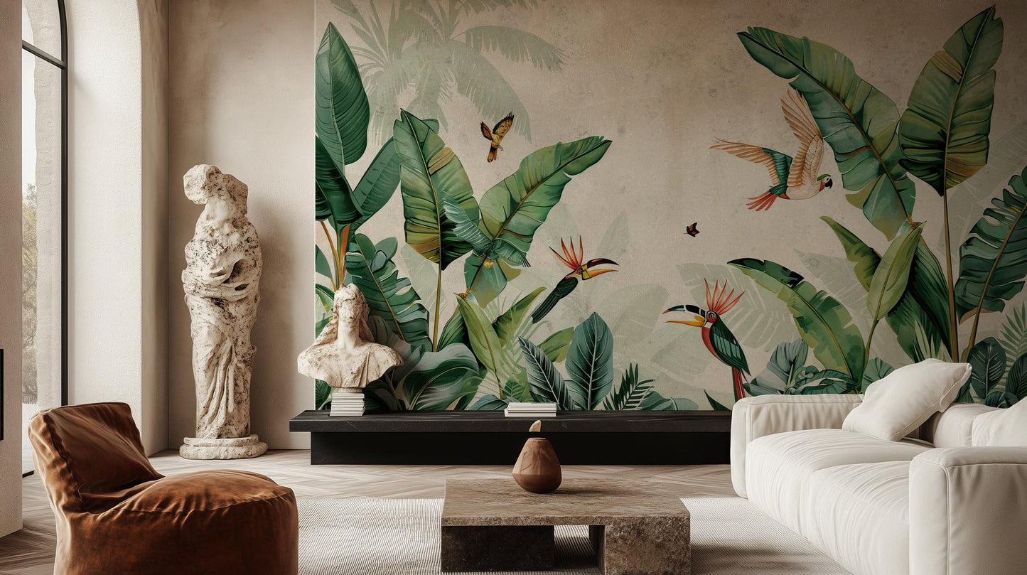 Tropical Green wallpaper for Living Room