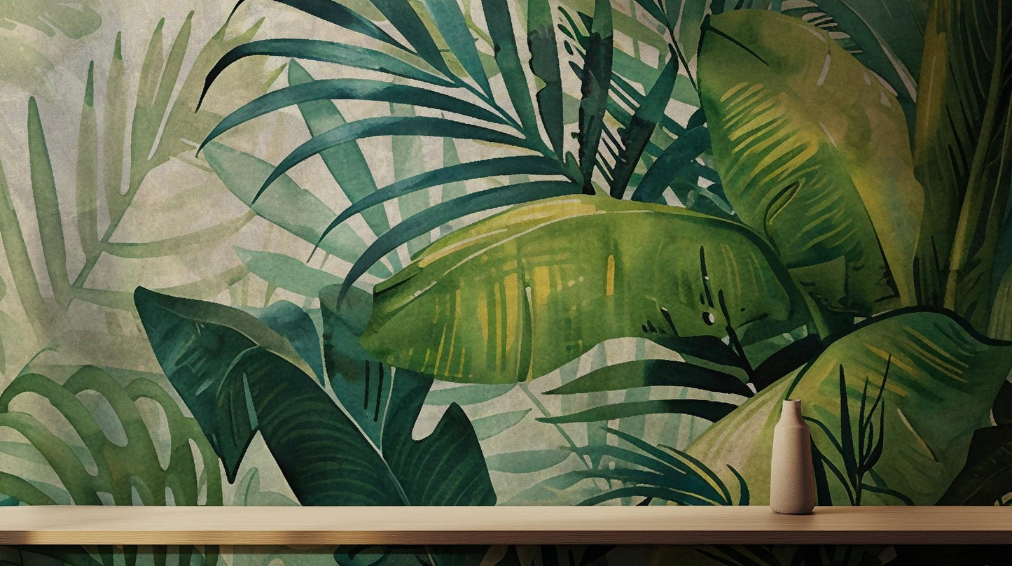 Tropical Green wallpaper for Living Room