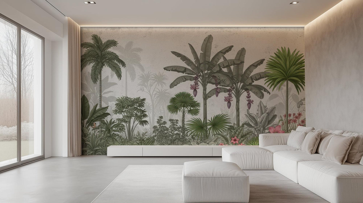 Tropical Green wallpaper for Living Room