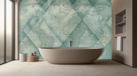 Vintage Green world map wallpaper for Bathroom