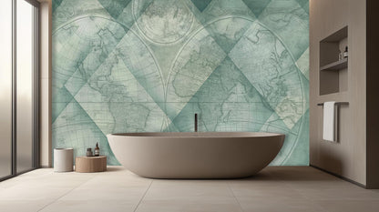 Vintage Green wallpaper for Bathroom