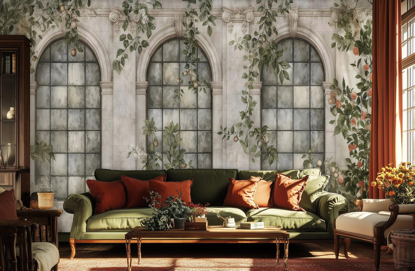 Vintage Green wallpaper for Living Room