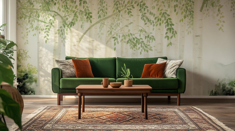 Watercolor Green wallpaper for Living Room