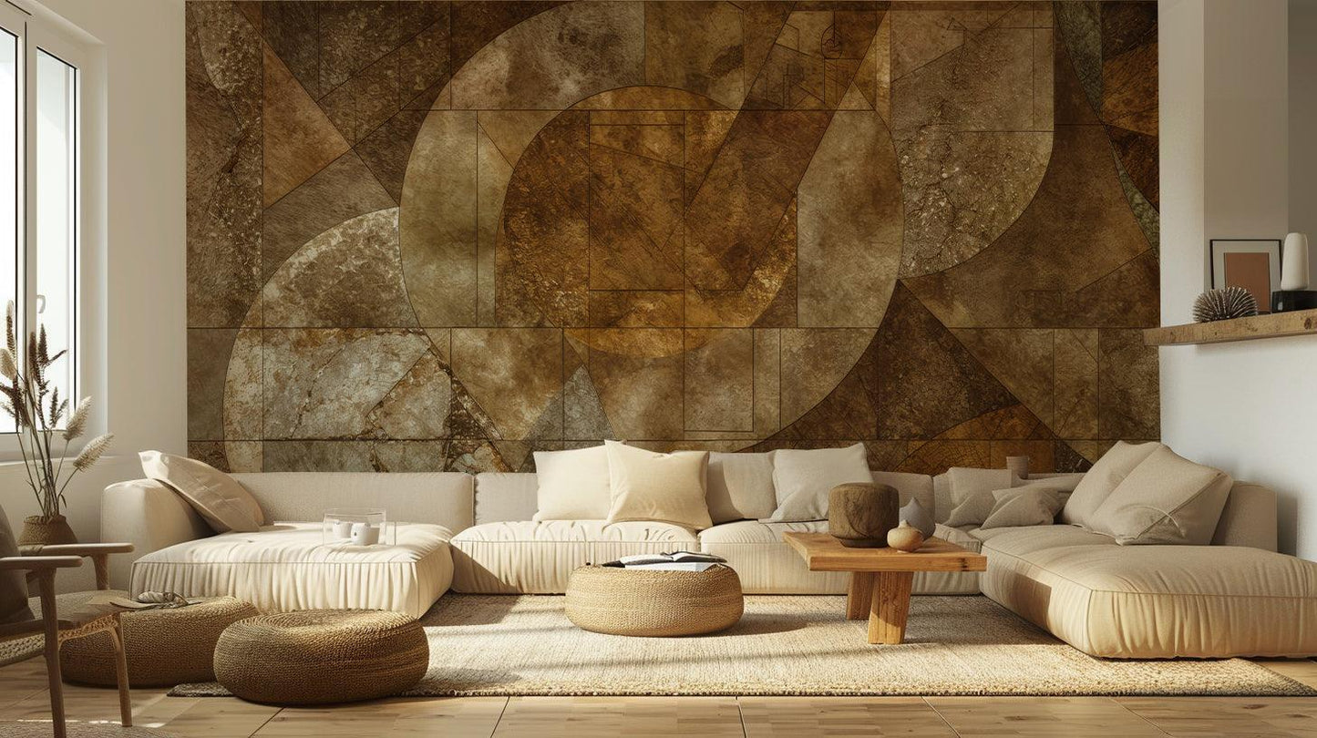 Abstract Brown & Gold wall mural - XWALLX