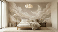 Dreamy moonlit cloudscape sky wallpaper for a dreamy bedroom feature wall