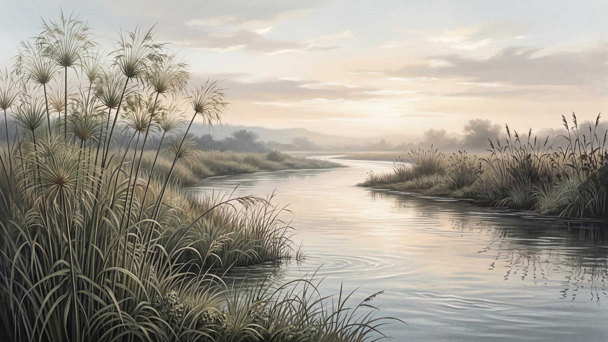 Serene Riverbank Landscape Wallpaper