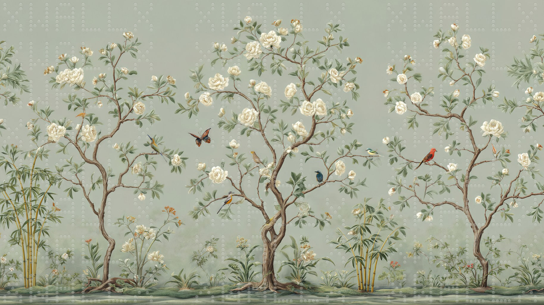 Delicate Blossom and Bird Wallpaper