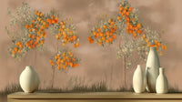 Citrus botanical wallpaper for a orange kitchen feature wall