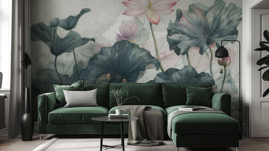 Watercolor Lotus wall mural - XWALLX