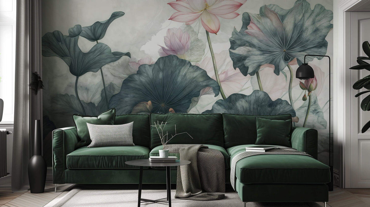 Watercolor Lotus Wallpaper Mural