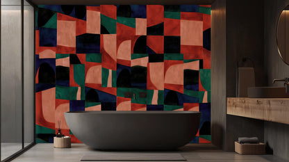 Abstract Multi Color wallpaper for Bathroom