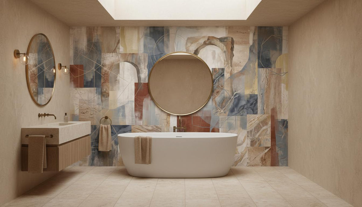 Abstract Multi Color wallpaper for Bathroom