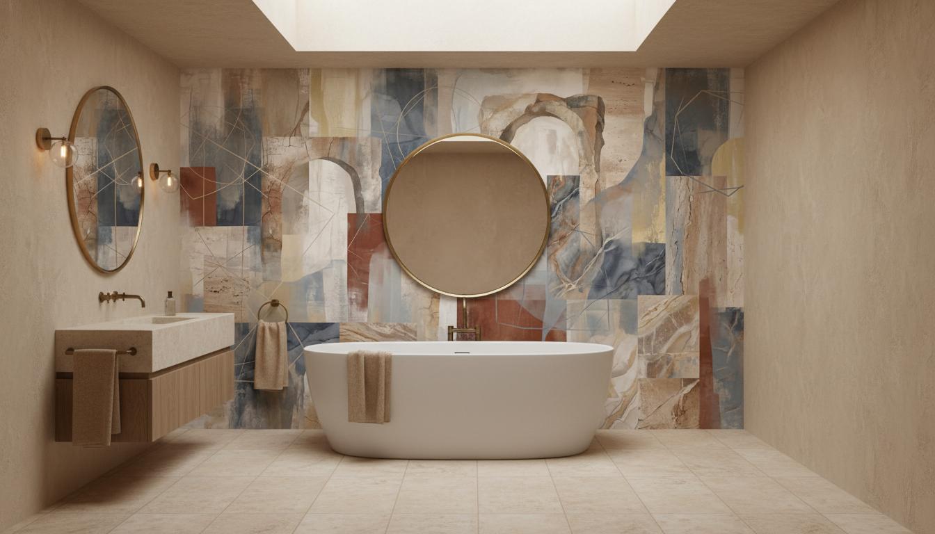 Abstract Multi Color wallpaper for Bathroom