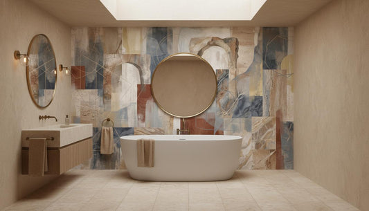 Abstract Multi Color wallpaper for Bathroom