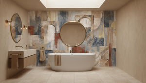 Abstract Multi Color wallpaper for Bathroom