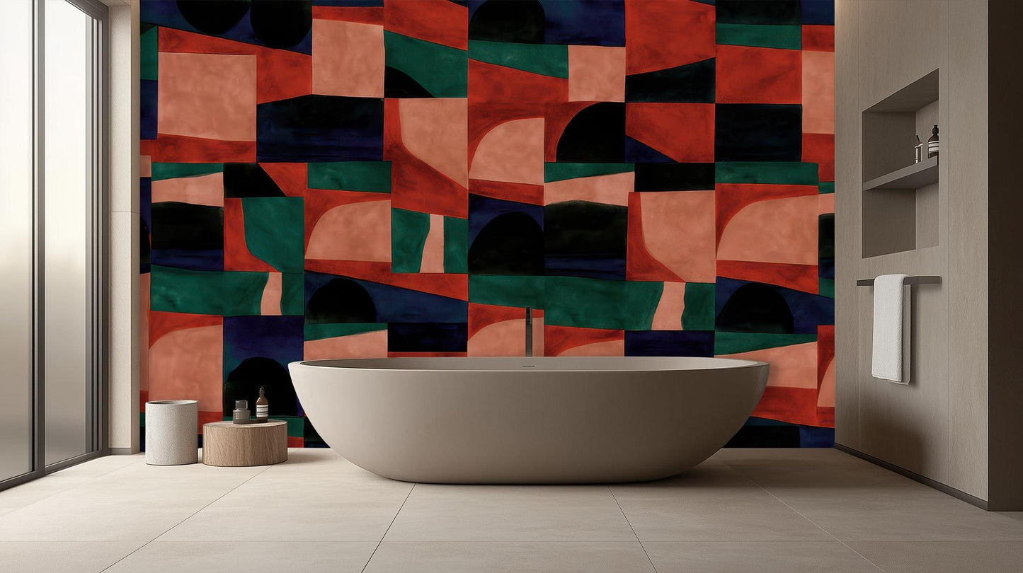 Abstract Multi Color wallpaper for Bathroom