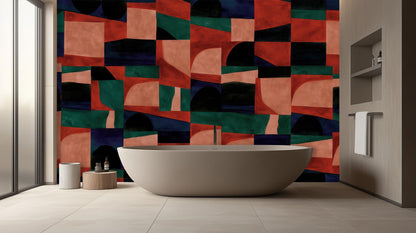 Abstract Multi Color wallpaper for Bathroom