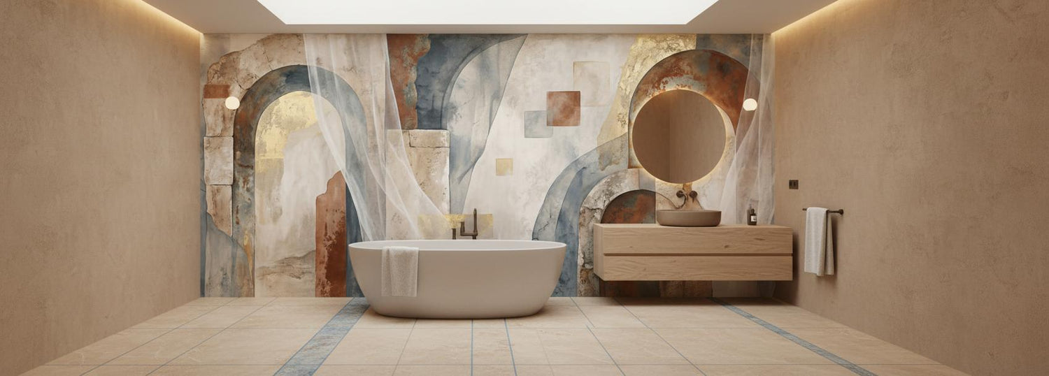 Abstract Multi Color wallpaper for Bathroom