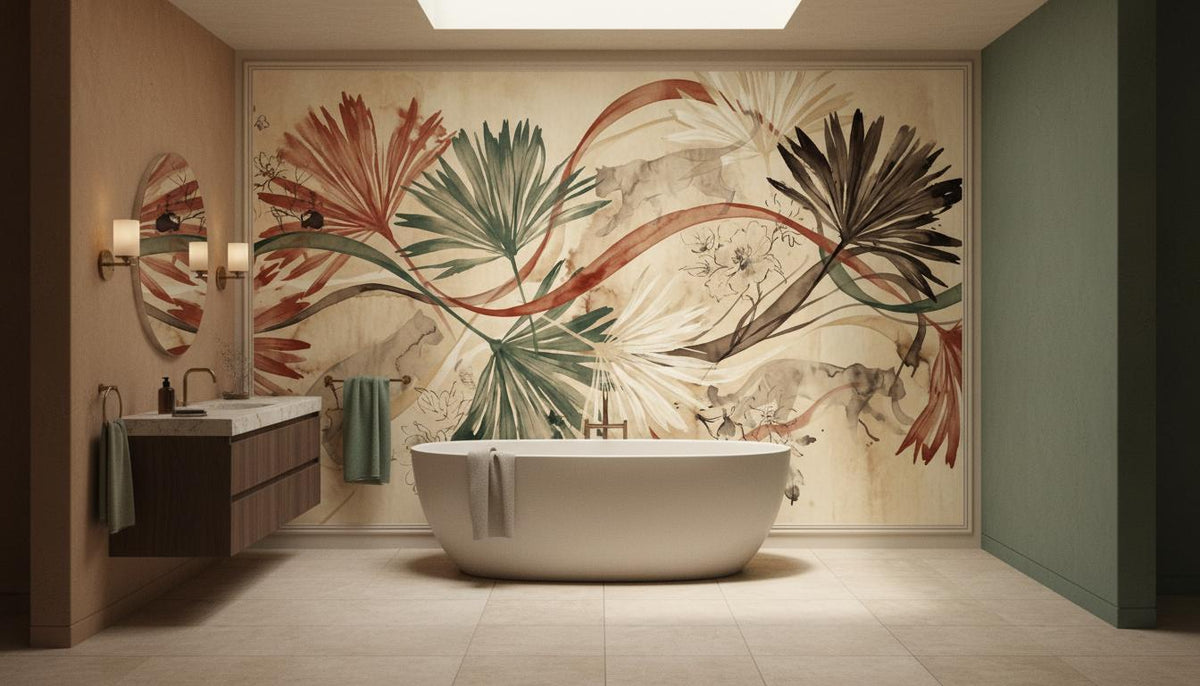 Abstract Multi Color wallpaper for Bathroom