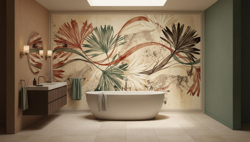 Abstract Multi Color wallpaper for Bathroom