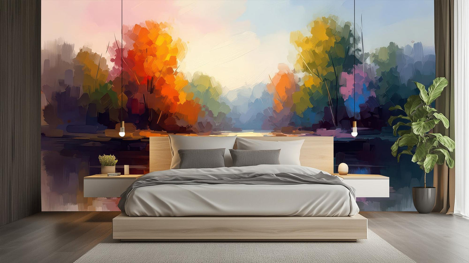 Abstract Multi Color wallpaper for Bedroom