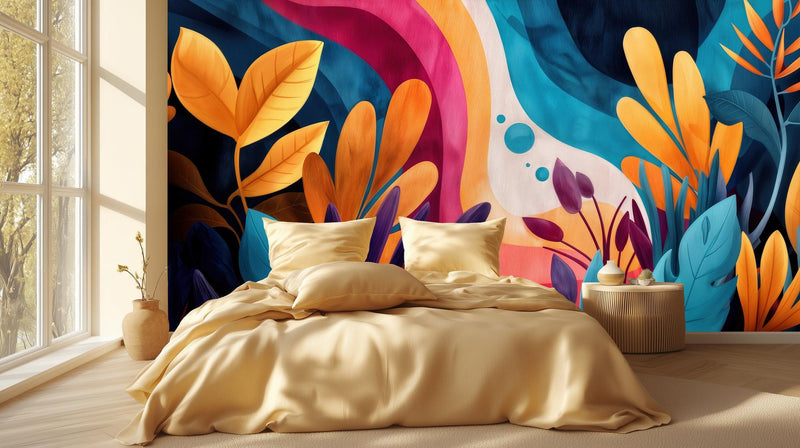 Abstract Multi Color wallpaper for Bedroom