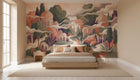 Serene landscape retreat wallpaper mural for a relaxing bedroom wall