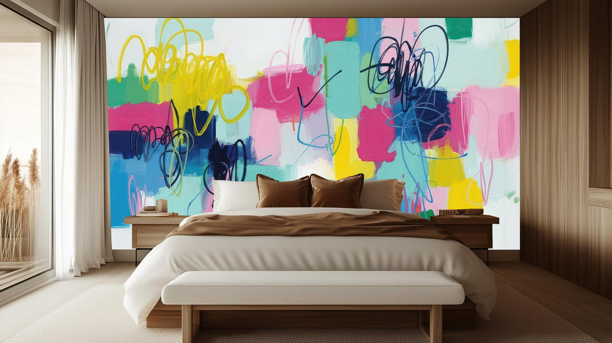 Abstract Multi Color wallpaper for Bedroom