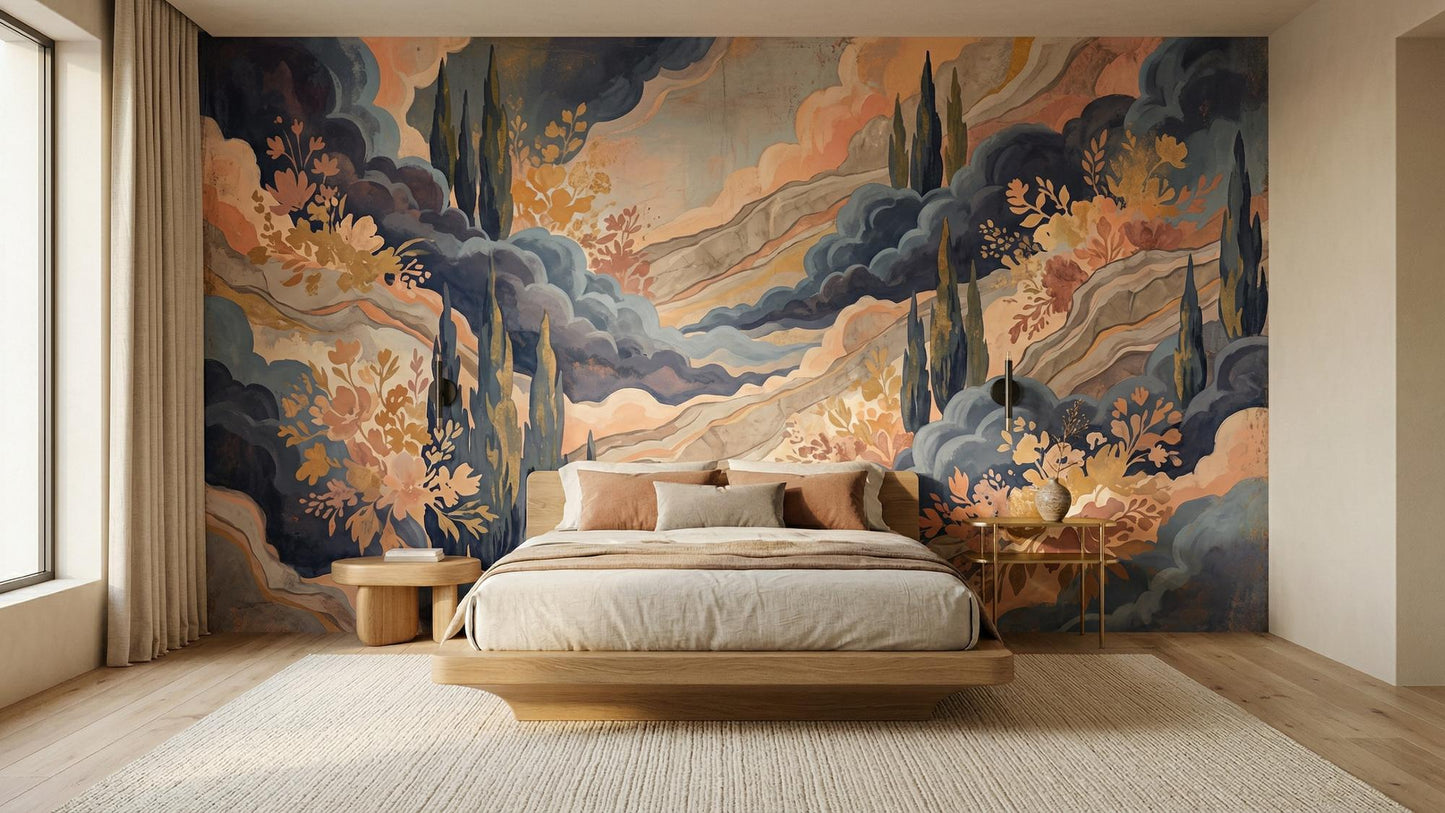 Abstract Multi Color wallpaper for Bedroom