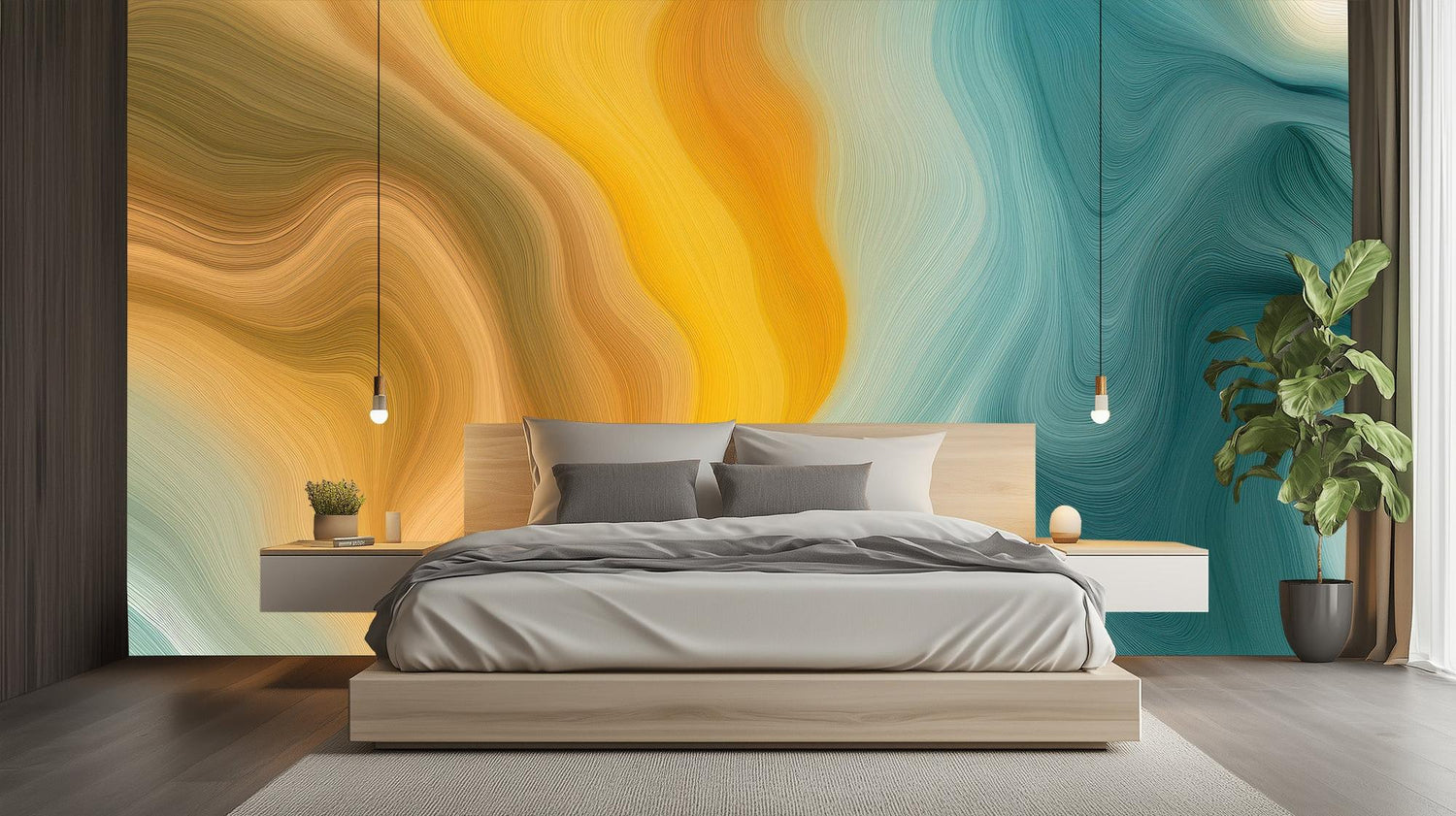 Abstract Multi Color wallpaper for Bedroom