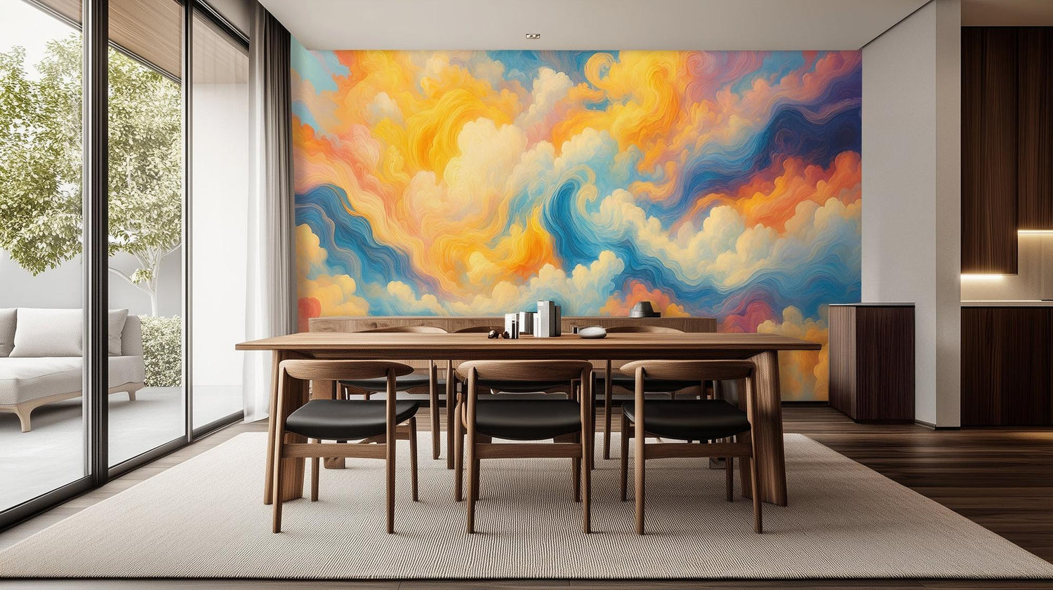 Abstract Multi Color wallpaper for Dining Room
