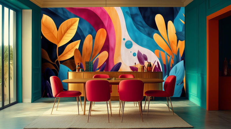 Abstract Multi Color wallpaper for Dining Room