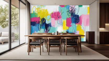 Abstract Multi Color wallpaper for Dining Room