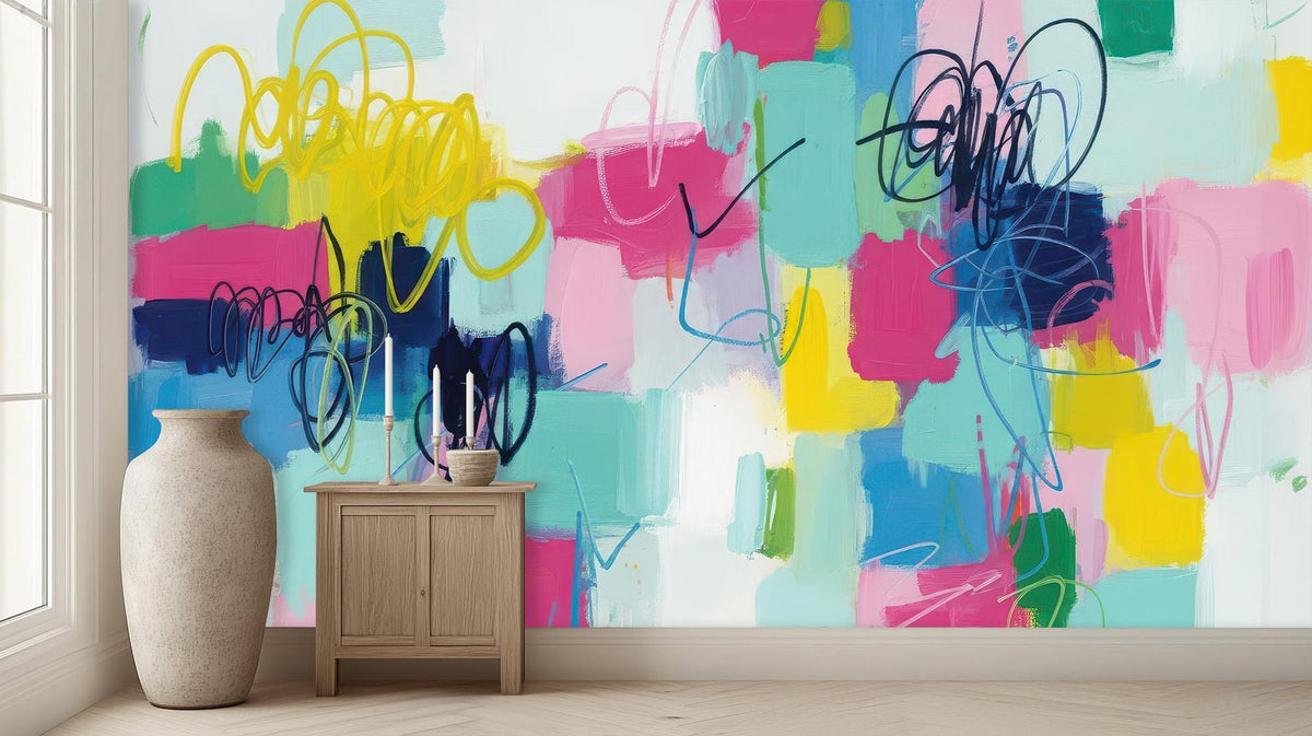 Abstract Multi Color wallpaper for Living Room
