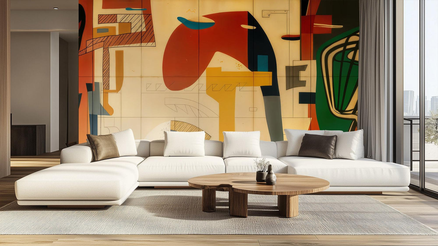 Abstract Multi Color wallpaper for Living Room
