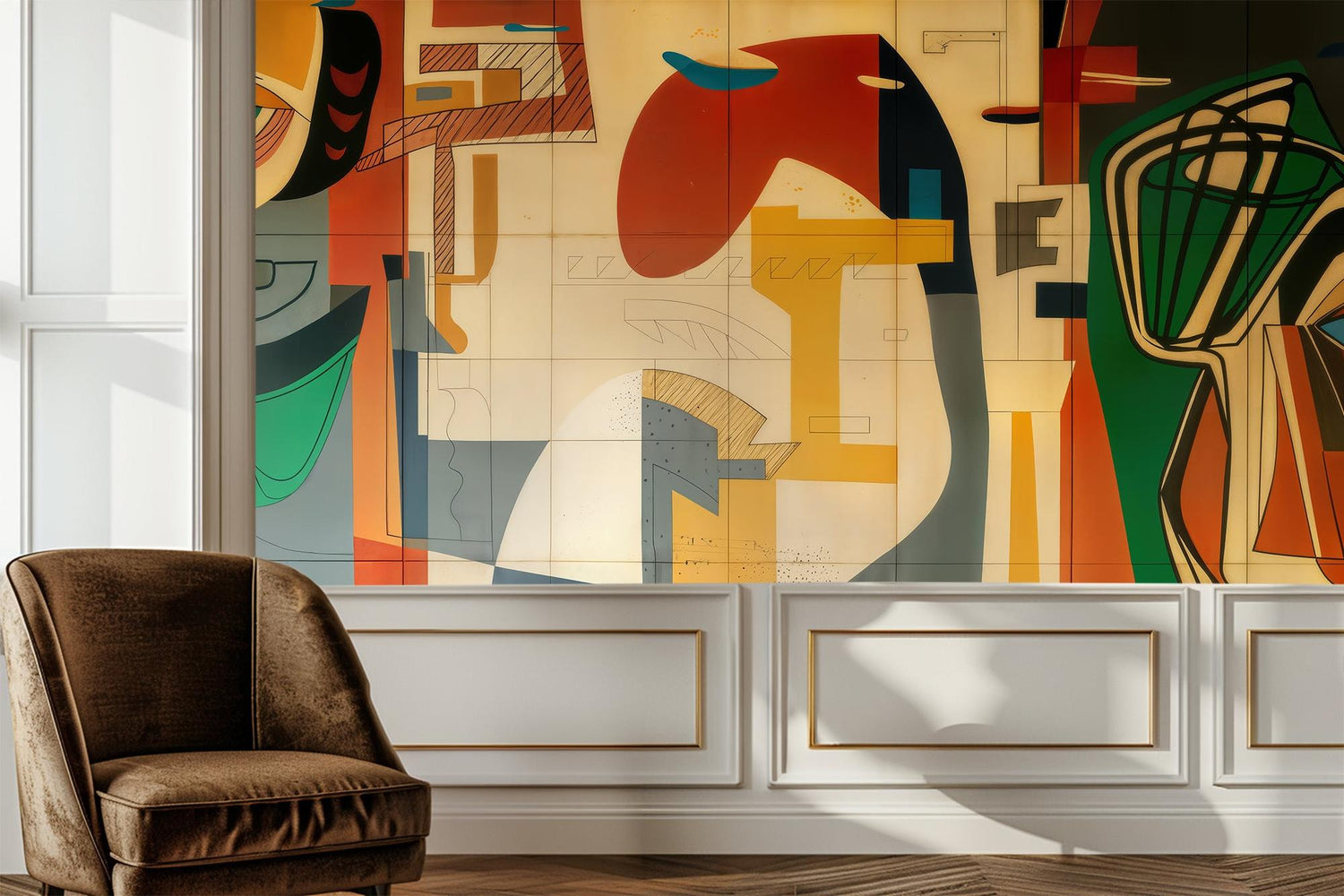 Abstract Multi Color wallpaper for Living Room