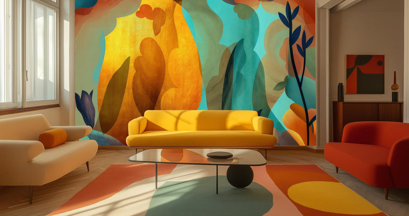 Abstract Multi Color wallpaper for Living Room