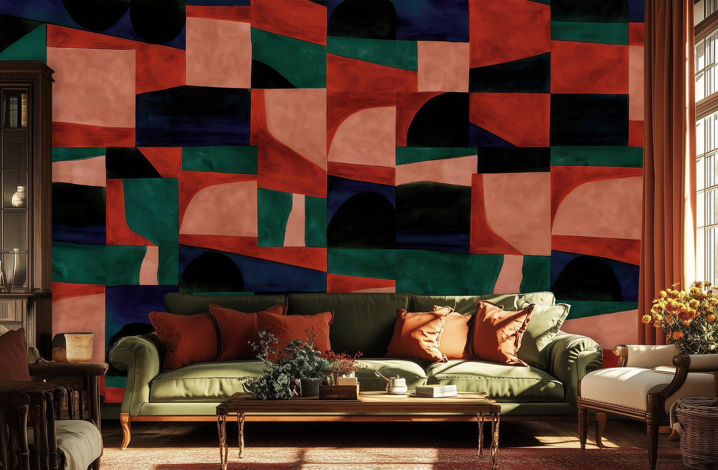 Abstract Multi Color wallpaper for Living Room