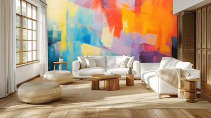 Abstract Multi Color wallpaper for Living Room