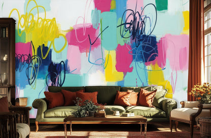 Abstract Multi Color wallpaper for Living Room