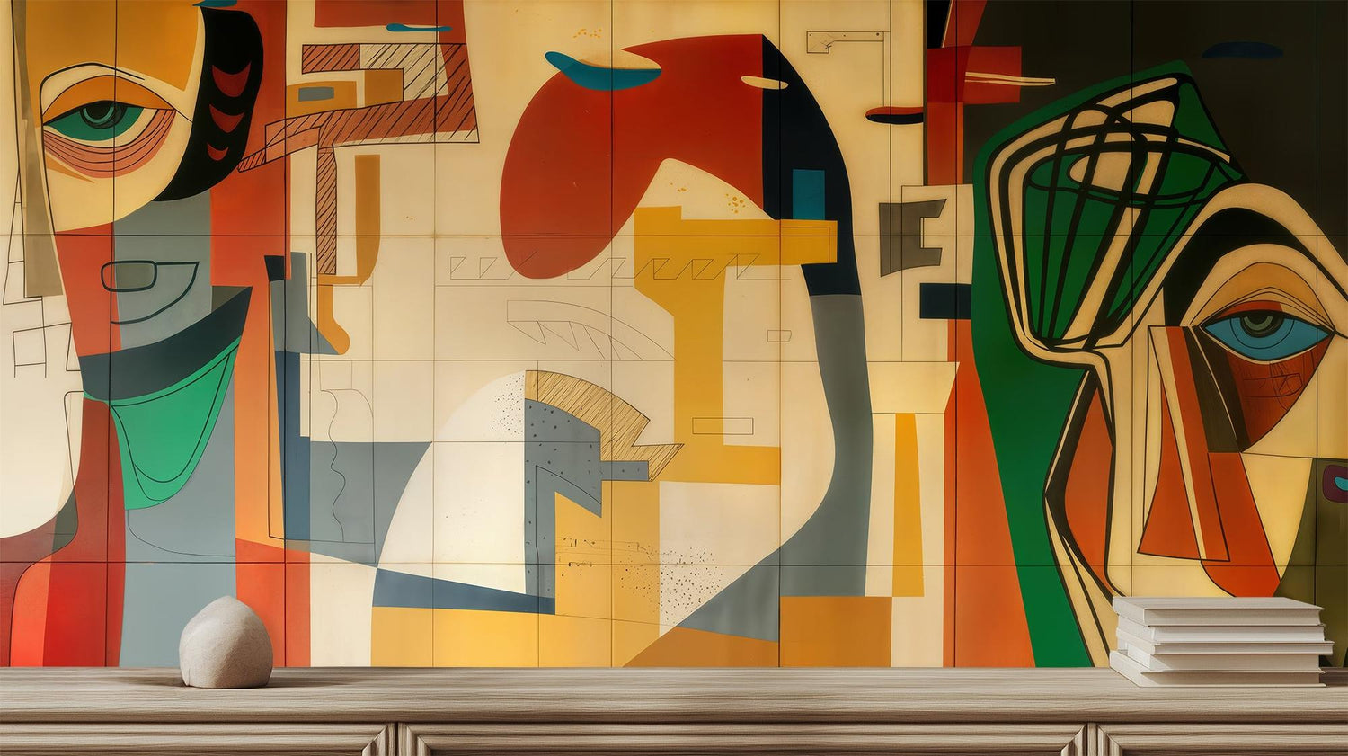 Abstract Multi Color wallpaper for Living Room