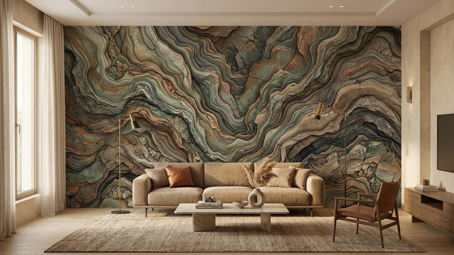 Abstract Multi Color wallpaper for Living Room