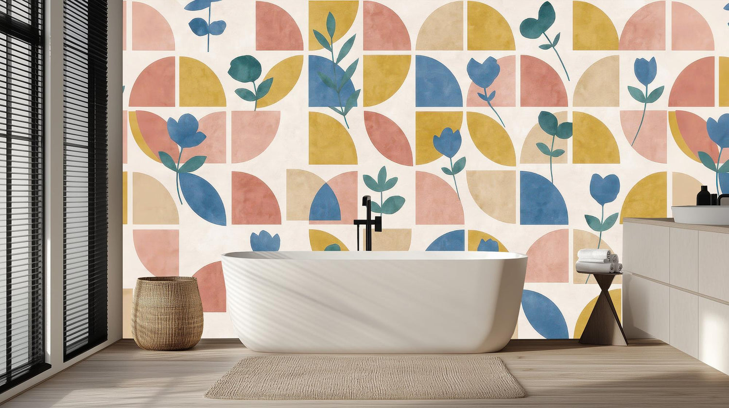 Banyo için Çağdaş Çok Renkli duvar kağıdı