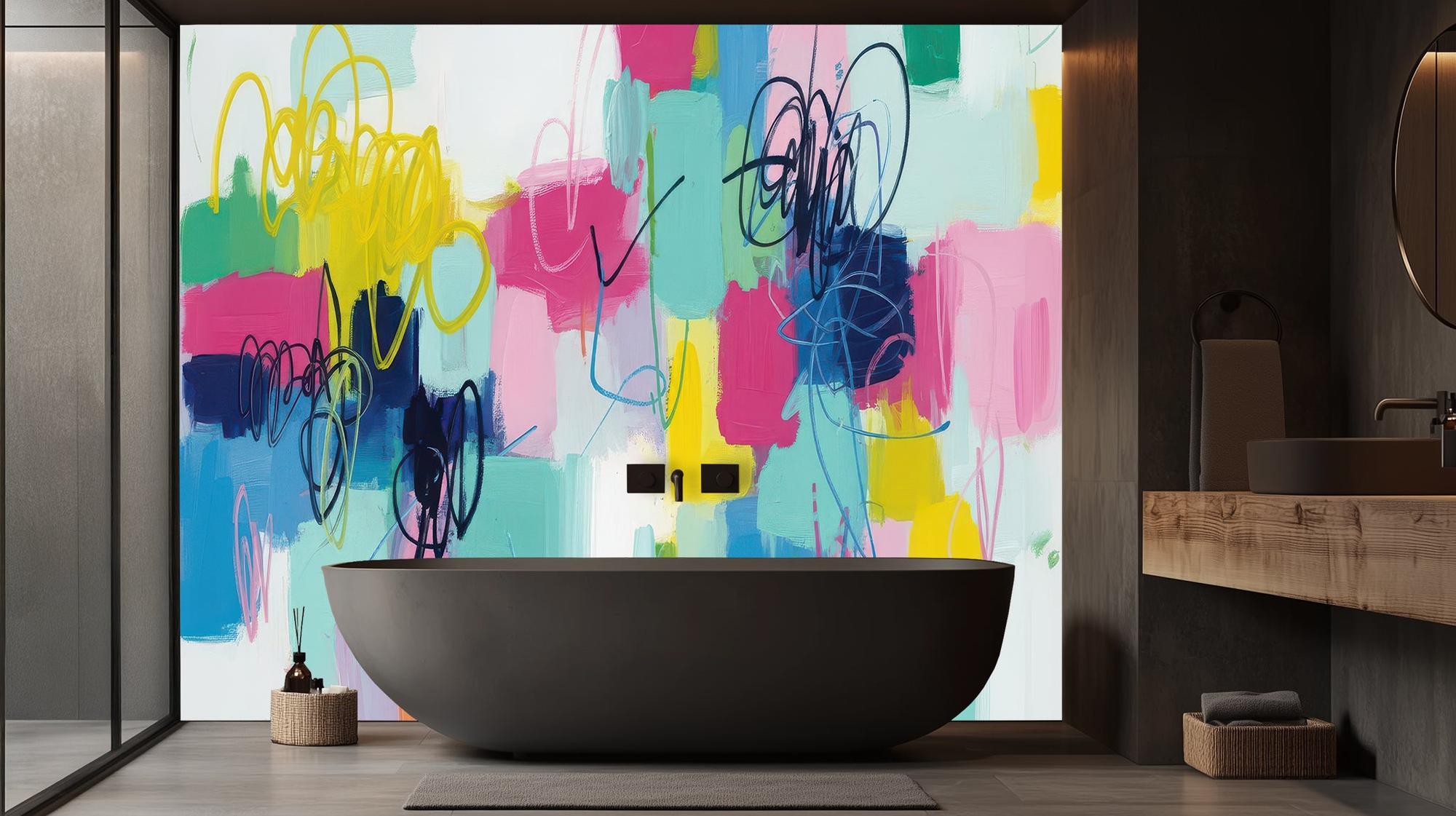Banyo için Çağdaş Çok Renkli duvar kağıdı